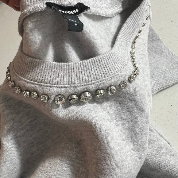 Express Women’s Embellished Crew Neck, Size M, Puff Sleeve Sweatshirt - Picture 9 of 9